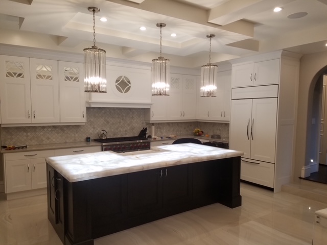 Modern bathroom with wooden vanity